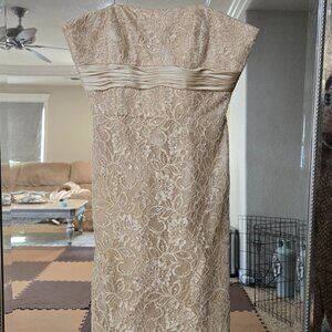 Badgley Mischka size 0 gold strapless dress excellent condition